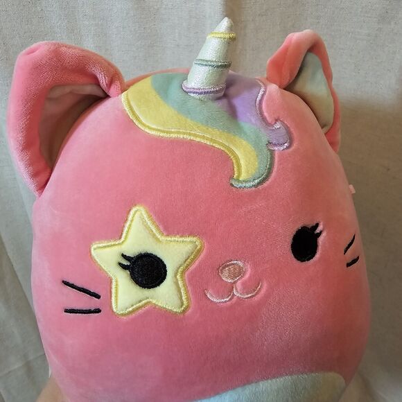 Squishmallows Sienna Pink Caticorn Cat Unicorn Rainbow Belly Mane Star Eye Plush - Picture 8 of 8